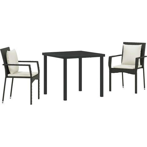 Maison Exclusive - Conjunto de Comedor de Jardín 3 uds. Negro rat (1/5)