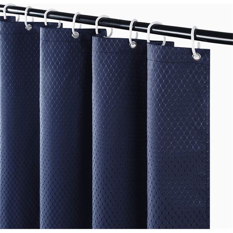 Rideau de Douche - 1 Unité - Polyester - Motif Gaufre Imperméable - Anti Moisissure Salle de Bain - Bleu Marine 150x180cm (1/5)