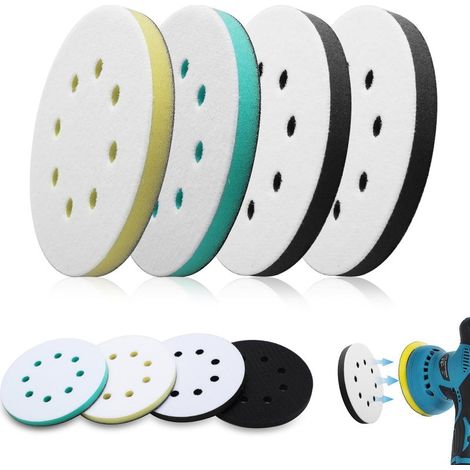 4 Pièces 125mm Tampon Ponçage Souple 8 Trous Éponge Mousse Patin Remplacement Ponceuse (1/5)