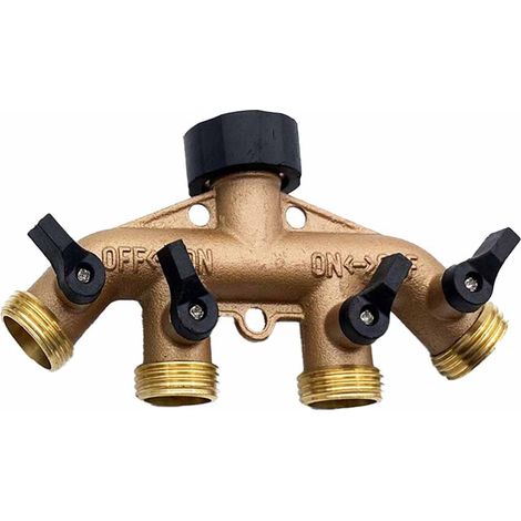 1 Distributeur de tuyau d'arrosage, 4 voies, robinet en laiton, adaptateur, jardin, arrosage