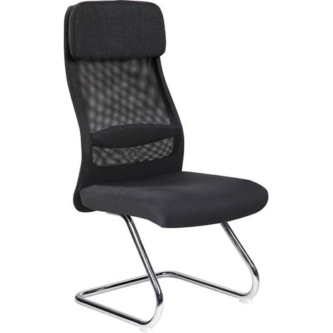 Dmora - Bürostuhl Dlozan, Bürostühle für Wartezimmer, Ergonomischer Wartezimmerstuhl, 58x47h105 cm, Schwarz