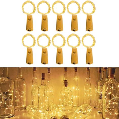Guirlande lumineuse LED pour bouteilles, [10 guirlandes] de 2 mètres de long, 20 guirlandes lumineuses LED pour bouteilles, décorations de Noël (1/5)