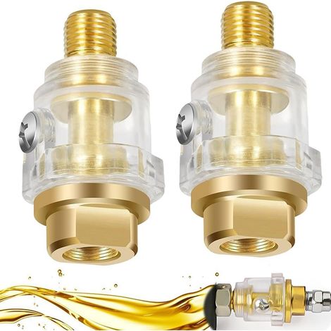 Mini-Graisseur de Ligne , 2 Pièces Huileur Pneumatique , Graisseur Pneumatique Huileur Mini , Lubrificateur Automatique , Outil Pneumatique 1/4 in NPT Mini pour Graisseur en Ligne (1/4)