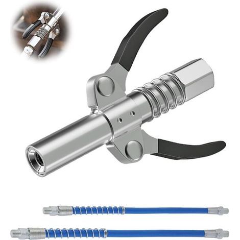 3x Fettpumpendüse mit flexiblem Schlauch, pneumatische, elektrische und manuelle Fettpumpe, G-Kupplung für Fettpumpe, geeignet für alle Arten von Fettpressen (Doppelgriff) (1/5)
