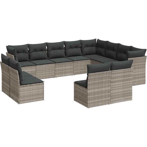Maison Exclusive - Set Divano Giardino 12 pz con Cuscini Grigio Chiaro Polyrattan (1/3)