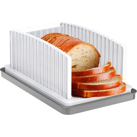 Trancheuse à pain avec guide réglable – support pliable compact avec plateau ramasse-miettes pour pain maison et pâtisserie (1/5)