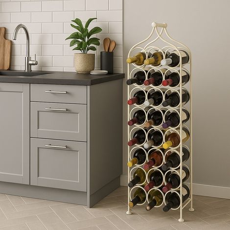 Weinglashalter Schmiedeeiserner Flaschenhalter Weinkeller 107x35 cm Ausstellungsstand Bodenweinregal für 24 Flaschen Weinladen