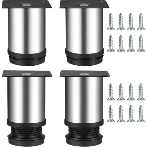 BUNTHAUS PA 4 Pieds de Meuble de Cuisine Réglables en Acier Inoxydable 50 x 80 mm Ronds (1/4)