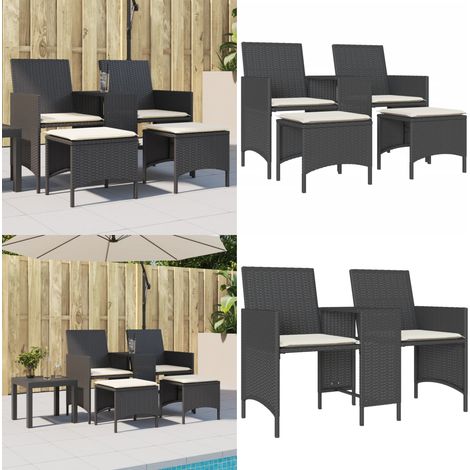 Canapé de jardin 2 places avec table et tabourets noir rotin - Canapé De Jardin - Salon De Jardin - Mobilier De Jardin - Résine Tressée - Rotin Synthétique - Home & Living (1/5)
