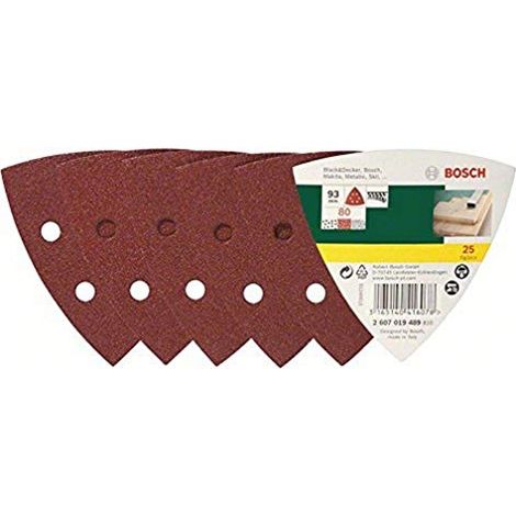 Bosch 2607019489 25 Fogli Abrasivi Delta, Grana 80