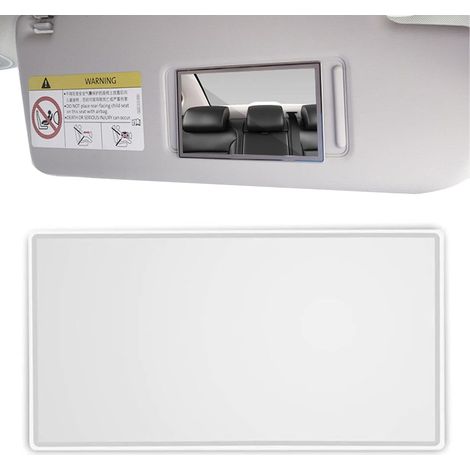Miroir de Maquillage de Voiture,Miroir Pare Soleil Voiture,Miroir de Courtoisie de Pare-Soleil,Miroir Pare-Soleil en Acier Inoxydable,Miroir Maquillage (Blanc-150 80mm) (1/5)