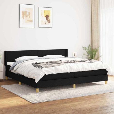 Cama box spring con colchón tela negro 200x200 cm (1/5)