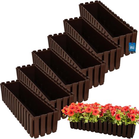 Jardinière de balcon rustique marron 60 cm, lot de 6 (1/5)