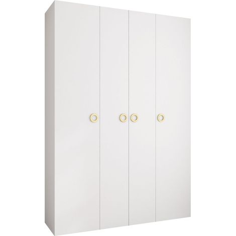 Armario Hartford 554, Blanco, 246x170x42cm, Puertas de armario: Con bisagras, Número de estantes: 16 (1/5)