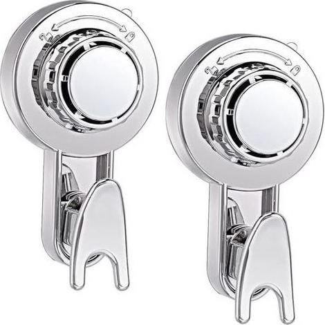 Lot de 2 Crochet à Ventouse Sous Vide Puissante Crochet Porte Torchon Serviette Salle de Bain Ventouse Murale Crochets Ventouse pour Cuisine Torchon Douche Fenêtre Verre (Argent) (1/4)