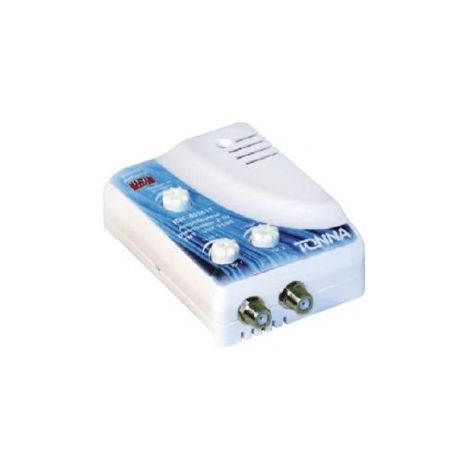 Amplificateur distributeur intérieur 2 sorties F UHF Tonna 402662 - Filtre LTE 700 4G 5G, Gain 26 x 2 dB, réglable avec mesureur LED