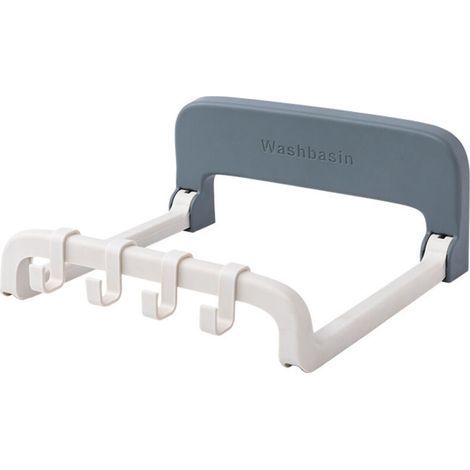 Étagère murale pour lavabo, gris et blanc, sans perçage, rangement pour lavabo de salle de bain et toilettes, gain de place, pour cosmétiques et articles de toilette (1/5)