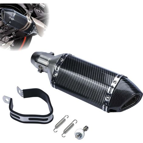 Motorrad-Slip-on-Auspuffschalldämpfer, 38–51 mm / 1,5–2 Zoll, Edelstahl, universeller Auspuffeinlassschalldämpfer, Auspuffrohr aus Kohlefaser (1/5)