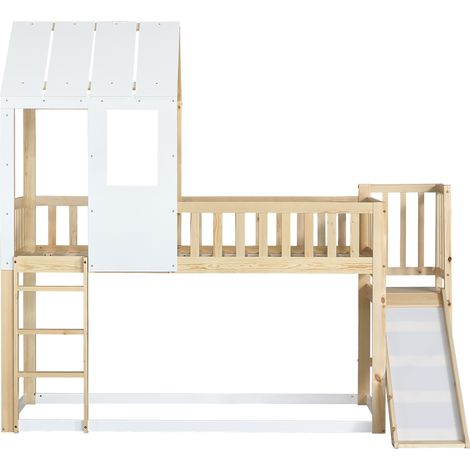 Letto a soppalco per bambini con scivolo e scala, struttura in legno, 90 x 200 cm MODENUIT (1/5)