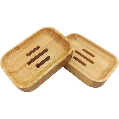 Porte-savon en bambou - Lot de 2, matériau bambou, couleur bois (1/3)