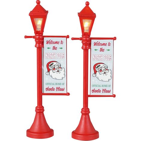 Lemax North Pole Lamppost Set Of 2 - Set di 2 lampioni del Polo Nord per villaggio di Natale