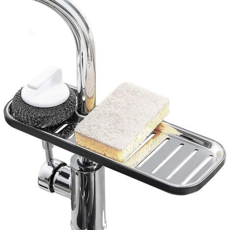 BUNTHAUS Support de Rangement Antidérapant de Robinet de Cuisine en Acier Inoxydable pour Savon/éponges, Organisateur D'évier (1/5)