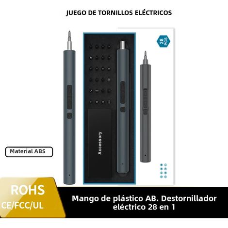 (Plastique) Jeu de tournevis électrique de précision 28 en 1 avec couple réglable et embout magnétique. (1/5)