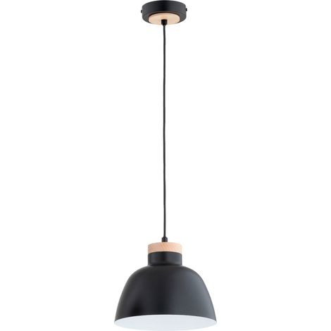 Suspension loft noire métal/bois Ø23 E27 Alfa Lorien (1/3)