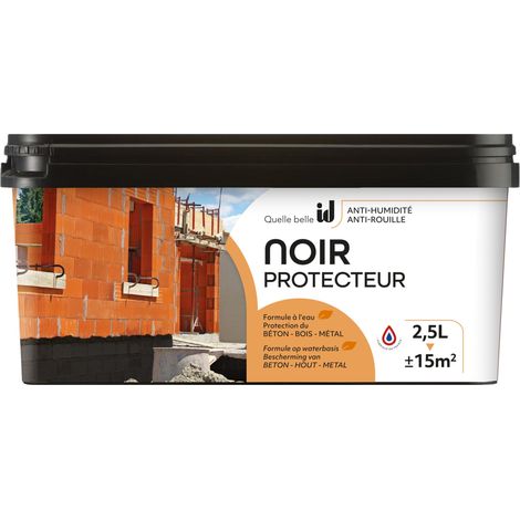 Noir protecteur phase aqueuse 2.5L – Antirouille pour béton, bois et métal – Protection contre humidité et intempéries