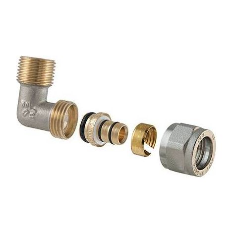 Raccordo curvo maschio a stringere per multistrato 2 pz assemblato 1/2 x 1/2-16TDMB