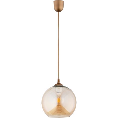 Suspension moderne laiton verre ambre boule Ø25 E27 (1/3)