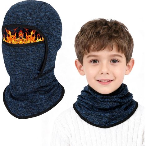 Kinder Sturmhaube Thermo Fleece Winddicht Warm für 4-12 Jahre, Skimaske mit Halswärmer, Marineblau (1/5)