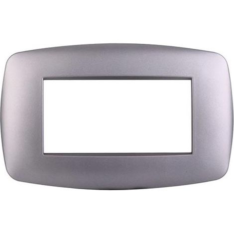 Ettroit Plaque compatible Bticino Livinglight 4 modules slim plastique, coloris argent - LN87406