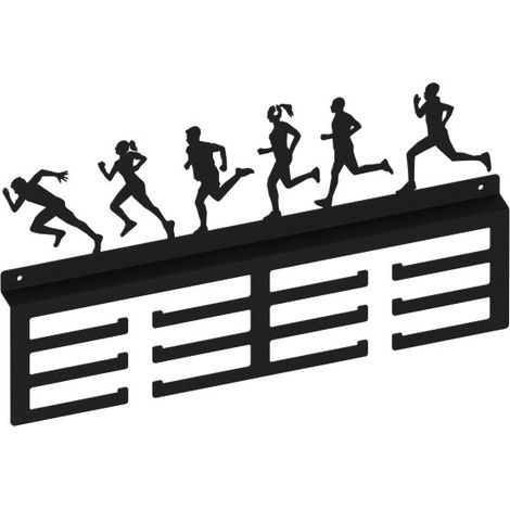 Porta medaglie WS80, RUNNING, nero strutturato (1/4)