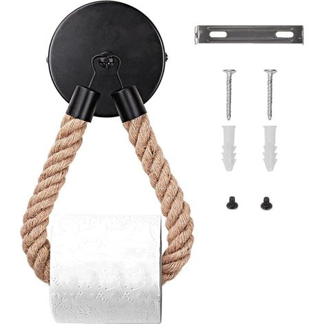 Porte-papier toilette vintage en acier inoxydable 304 pour salle de bain - Noir (1/5)