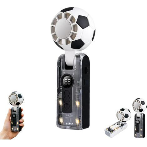 Portable multi-level football-shaped fan, compact for spectators, travellers, hikers, stadium, dormitory, gym, concerts, beach, picnic, travel, hiking (black) (1/5)