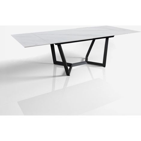 Mesa extensible de cerámica y acero 160/200/240 x 91 Mohill Evo - Efecto mármol blanco (1/5)