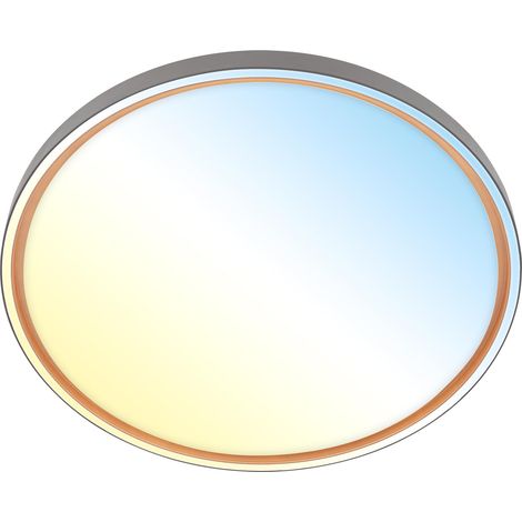 Plafonnier LED avec télécommande, intensité lumineuse variable, CCT blanc chaud à froid, lustre salon, chambre, luminaire plafonnier, cuisine, 49x6,5cm, anthracite (1/5)