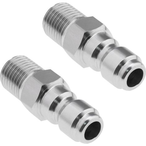 2pcs Adaptateur Acier Inoxydable 304, Raccord BSP Mâle 1/4 Pouces, Connexion Rapide 5000 PSI, Pour Nettoyeur Haute Pression (1/5)