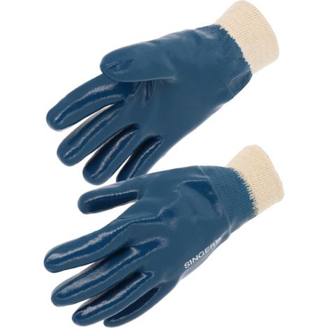 Gant nitrile tout enduit Enduction lourde Poignet tricot - SINGER - NBR327 T9 (1/2)