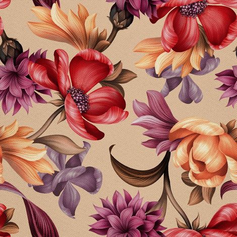 Tissu d'extérieur décoratif Oxford - Motif fleurs sauvages 1 I DX191 (1/5)