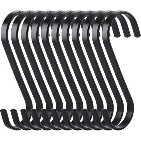 Filiyano-Lot de 10 crochets plats en S, en métal, robustes et multifonctionnels, compatibles avec la cuisine, la boucherie, les vêtements, les plantes (1/4)