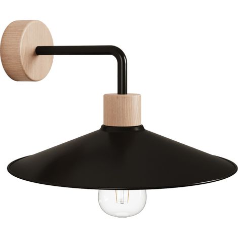 Lampada a muro in legno con paralume Swing ed estensione curva - Fermaluce Wood (1/4)