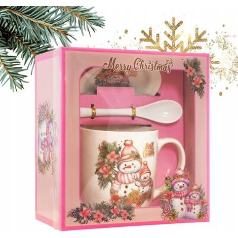Tazza natalizia Ecarla con piattino e cucchiaino in confezione regalo KB18WZ2 400ml (1/2)