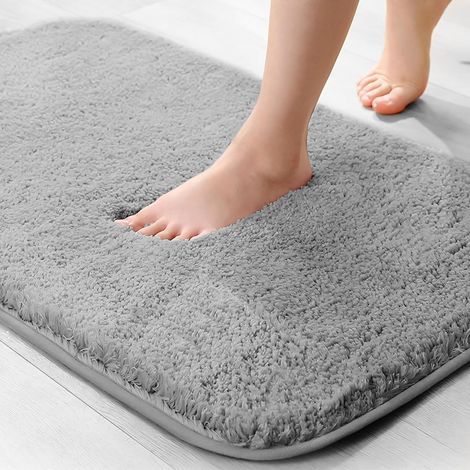 Alfombrilla de baño antideslizante de microfibra superabsorbente, 40 x 60 cm - 2 cm de grosor - Superabsorbente - Gris (1/5)