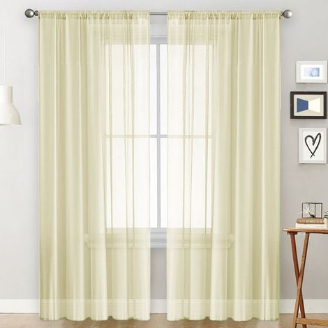Rideaux Beige 2 Pièces Semi-occultants Perforés 106x213cm Salon Chambre Balcon (1/5)