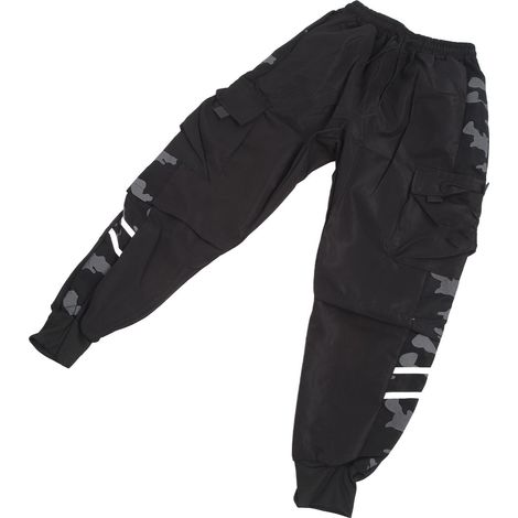 Pantalon cargo homme à cordon élastique, coupe ample, poches latérales et ourlet fuselé, idéal pour le sport, l'école ou les clubs, noir, taille XL. (1/5)