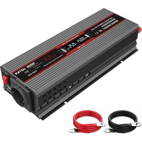 Convertisseur 24v 220v Pur Sinus 1500W/3000W Onduleur Onde Sinusoïdale Pure Transformateur avec écran LCD- et Ports USB (1/5)