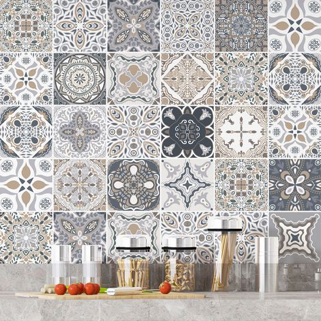 Stickers carrelage - Motif carreaux de ciment - 36 Stickers 20x20 cm - Adhésif MAT (1/3)