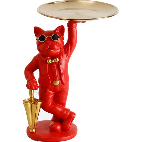 Bac De Rangement Chien - Statue En Résine Avec Bac Intégré - Pour Clés Et Petits Objets - Décoration Intérieure Et Extérieure - Unité (1/5)